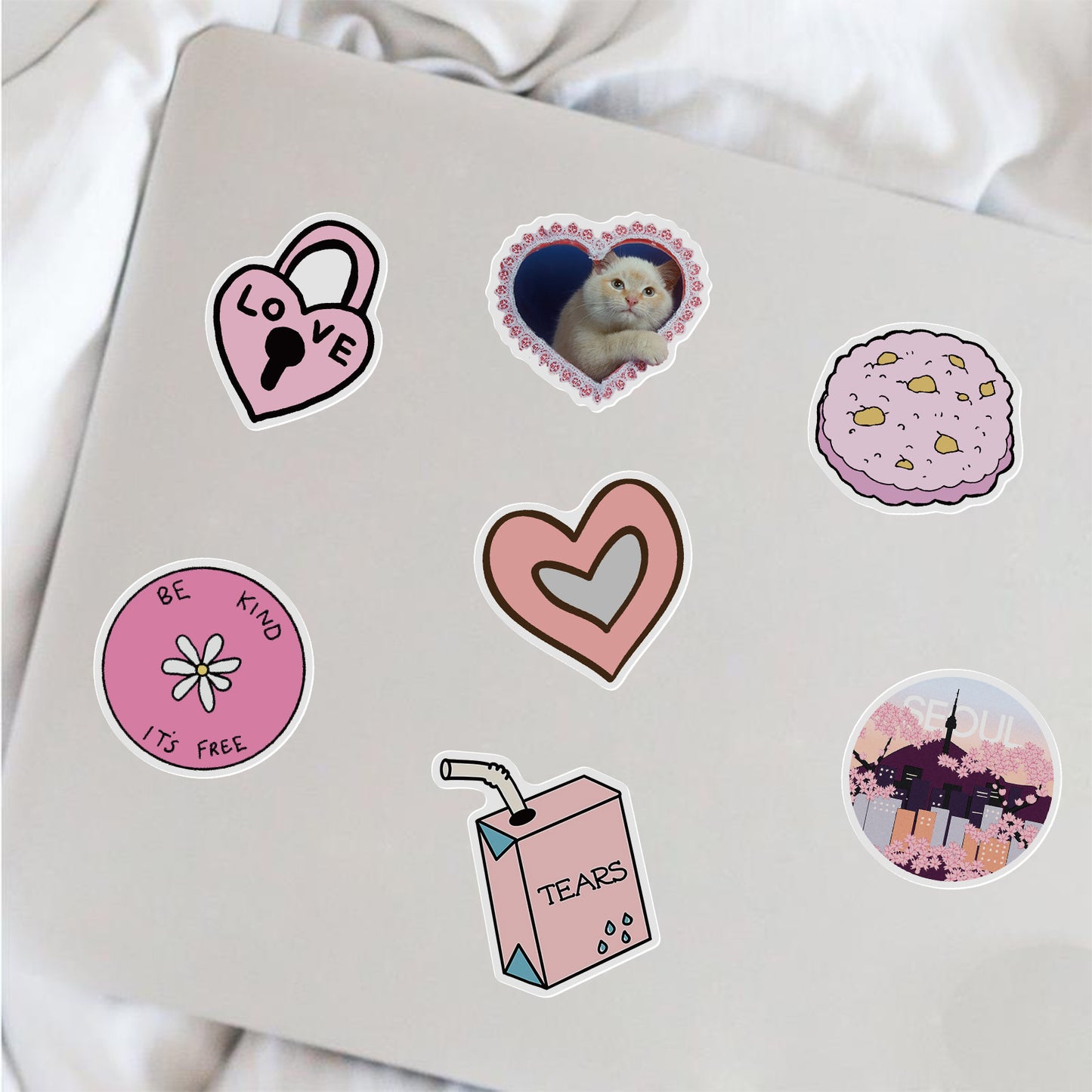 50 Adet Pembe Estetik Sticker Seti Su Geçirmez - Sticker Master