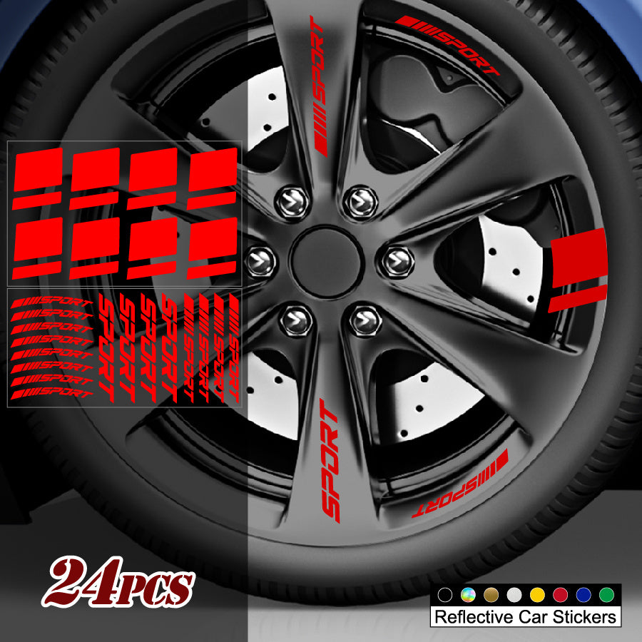 24-Piece Rim Decal Set Sport Stripe Sticker | Sticker Master