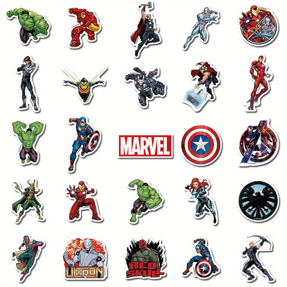 Sticker Master Marvel & Avengers Süper Kahraman Sticker Seti (50 Adet) | Su Geçirmez Çıkartmalar