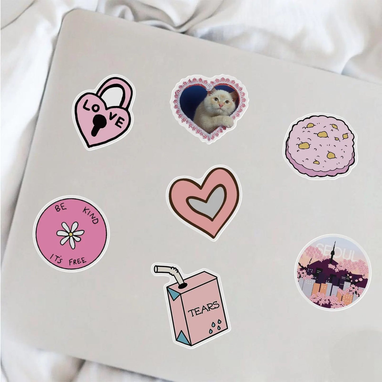 50 Adet Pembe Estetik Sticker Seti Su Geçirmez - Sticker Master - Sticker Master