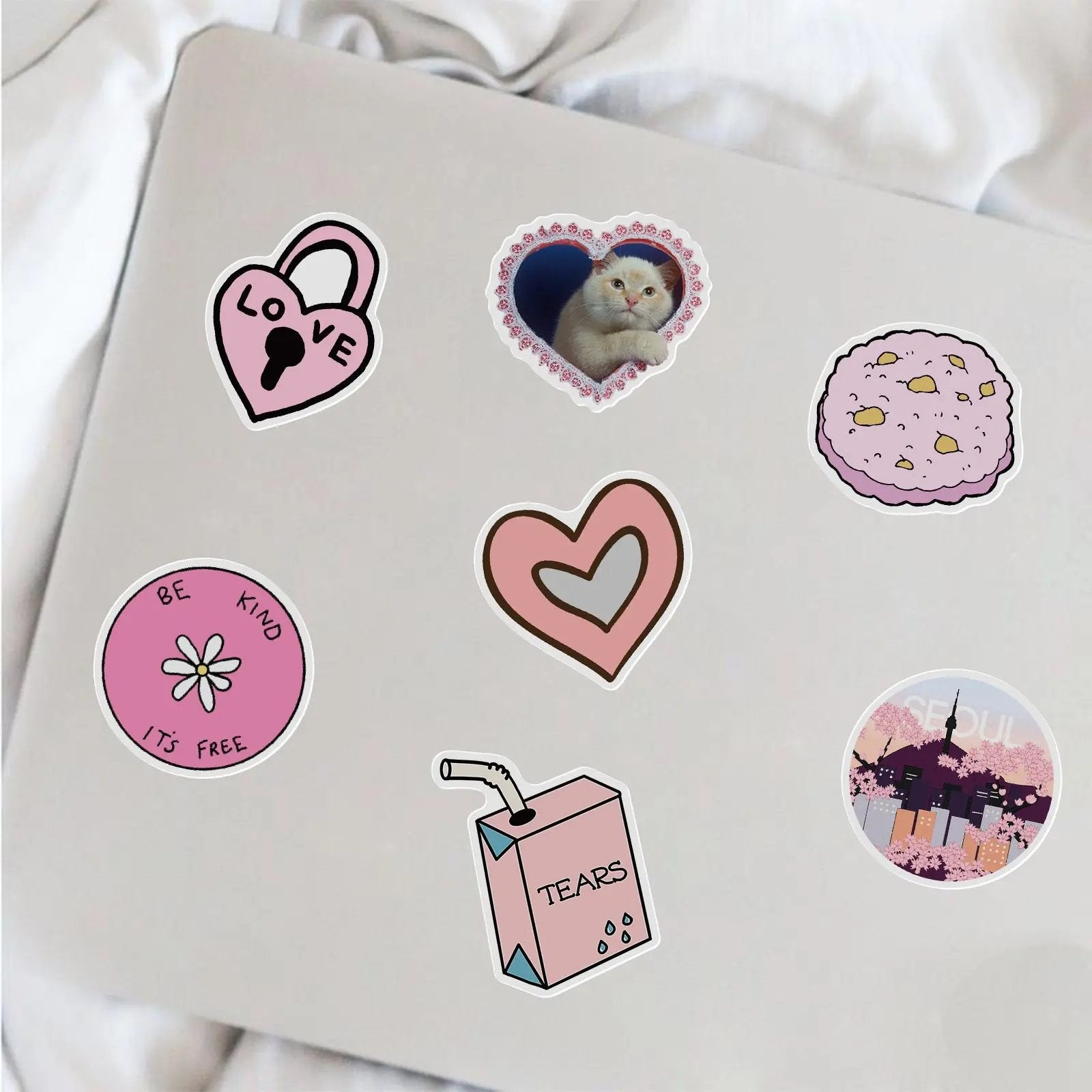 50 Adet Pembe Estetik Sticker Seti Su Geçirmez - Sticker Master - Sticker Master