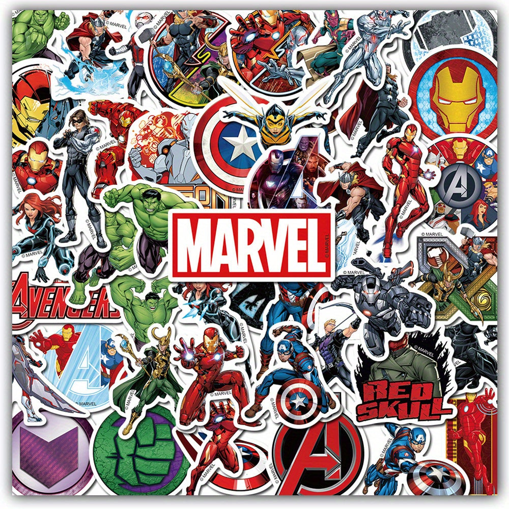 Sticker Master Marvel & Avengers Süper Kahraman Sticker Seti (50 Adet) | Su Geçirmez Çıkartmalar