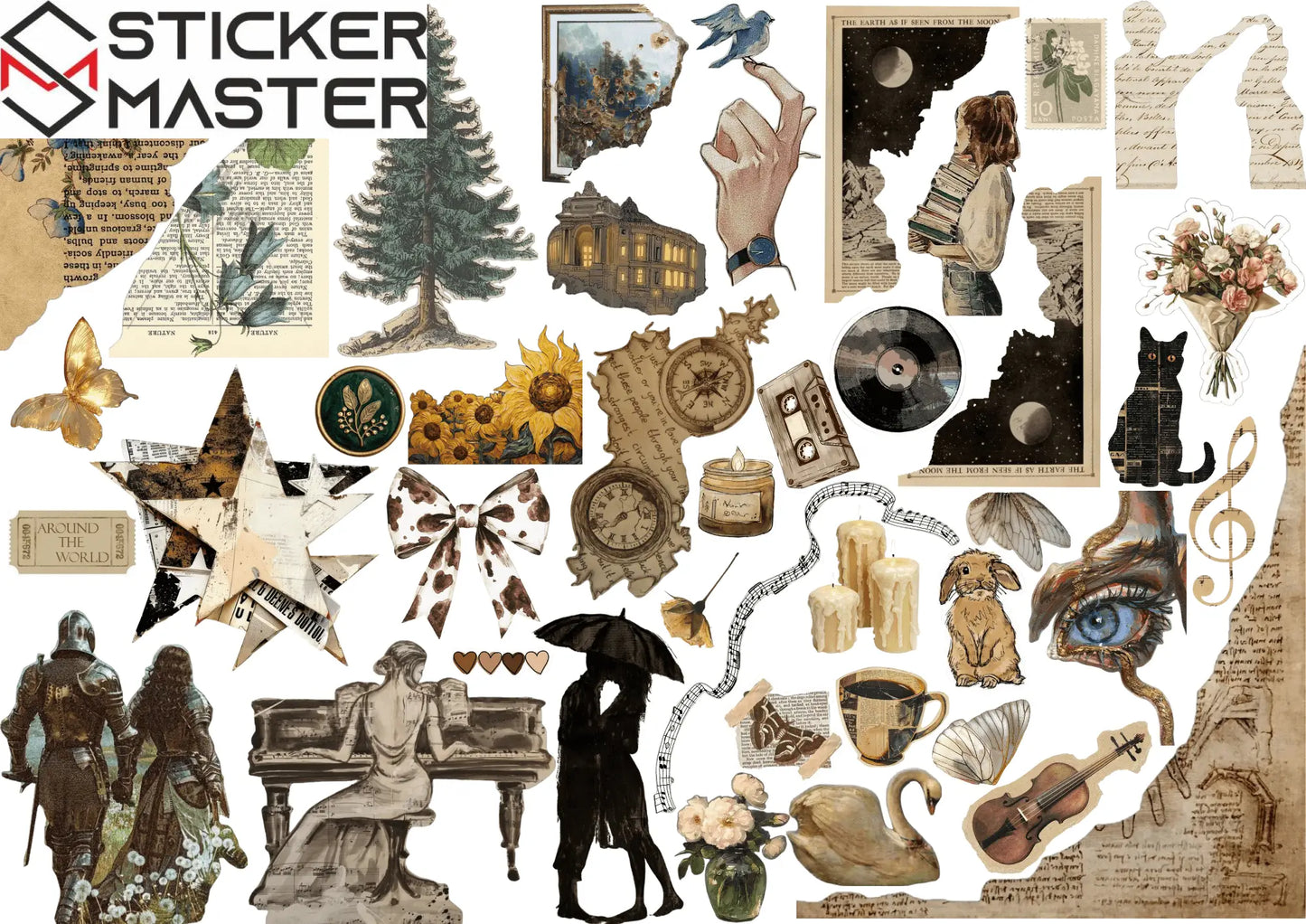 A4 Defter Sticker Seti | 12 Sayfa Farklı Model Kendinden Kesimli (Kiss-Cut) Sticker Master