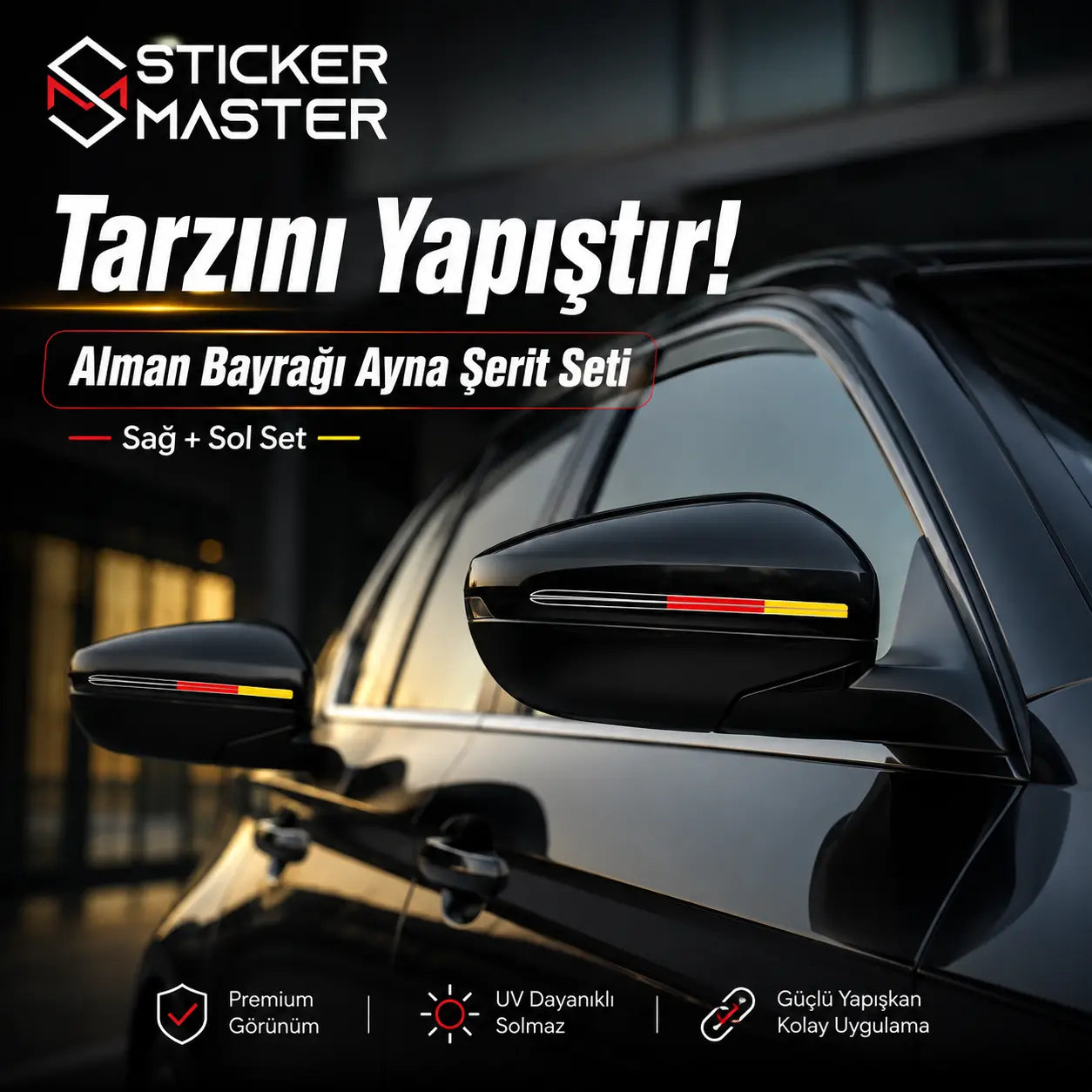 Alman Bayragi Sticker Ayna Serit Seti | Sticker Master gorsel set mockup