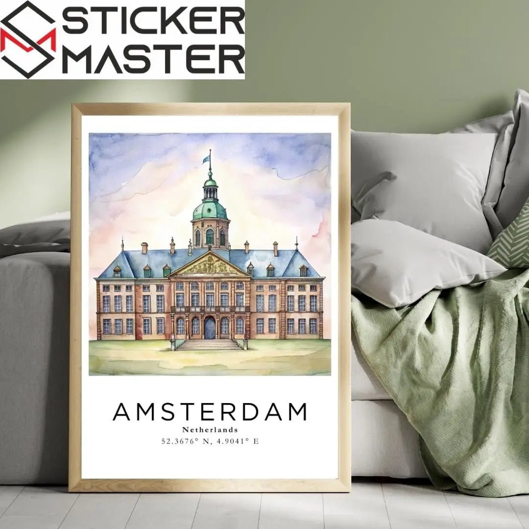 Sticker Master Amsterdam Çerçeveli Poster Tablo | Şehrin Büyüleyici Manzarasıyla Dekoratif Dokunuş