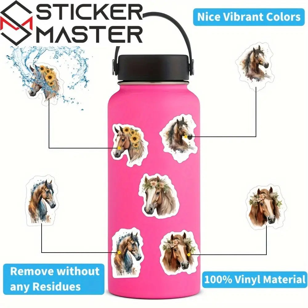 Premium 53'lü Çiçekli At Sticker Seti | Sticker Master - Sticker Master