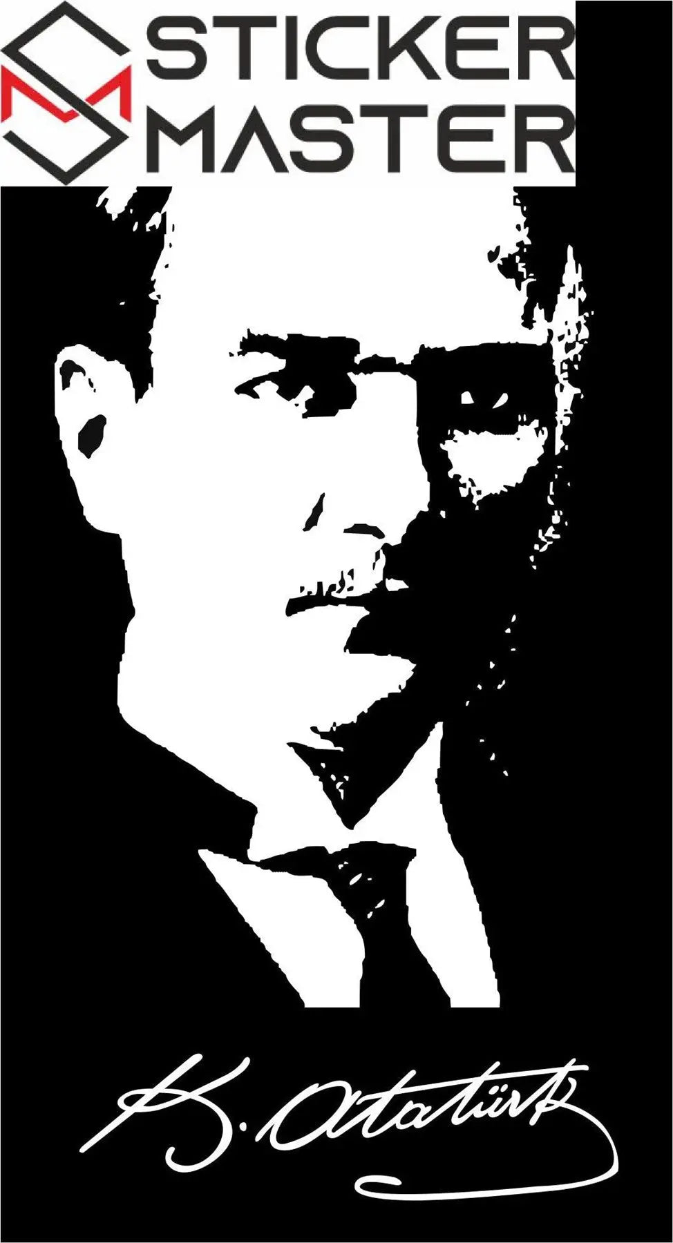 Sticker Master Mustafa Kemal Atatürk İmzalı Sticker Seti Motor, Kask, Laptop, Araba, Oto Araç İçin Dayanıklı Etiket Decal