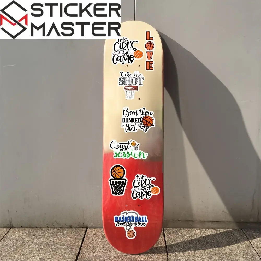 Sticker Master 50 adet Basketbol Vinil Çıkartmaları - Dizüstü Bilgisayarlar, Su Şişeleri, Kaykaylar, Arabalar | Su Geçirmez Çıkartmalar - Sporseverler için İlham Verici İfadeler ve Tasarımlar - Sticker Master