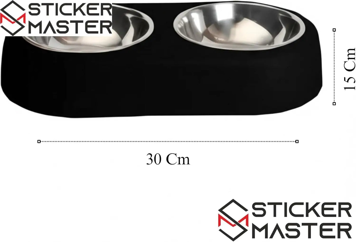 Sticker Master Beton Çift Hazneli Paslanmaz Çelik Kedi ve Köpek Mama Kabı-Şık ve Dayanıklı Tasarım - Sticker Master