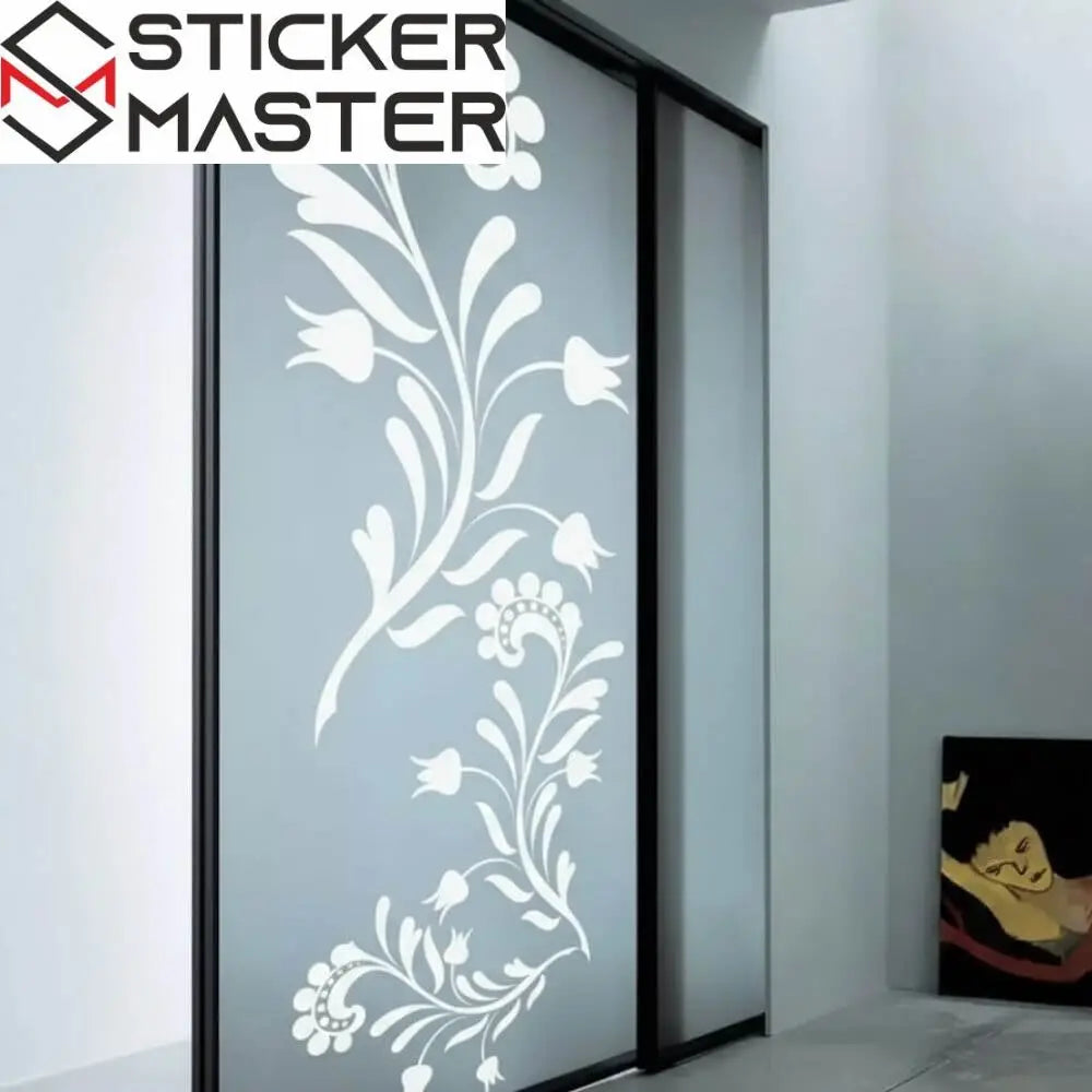 Büyük Boy Dekoratif Çiçek Sticker | Dolap Kapağı ve Cam Kaplama
