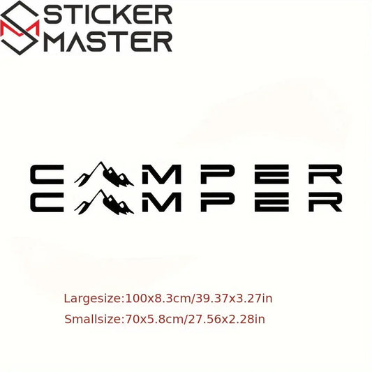 Camper Sticker | Dağ Desenli Karavan ve Van Yan Şerit Decal (70-100 cm)-siyah