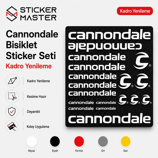 Cannondale Bisiklet Sticker Seti renkler