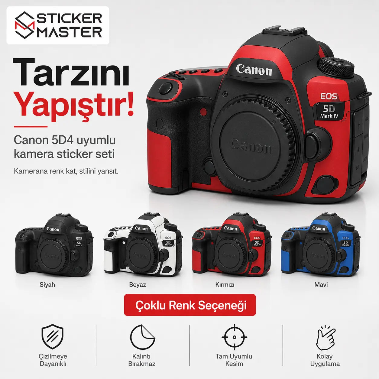 Canon 5D4 Uyumlu Kamera Sticker Seti renkler