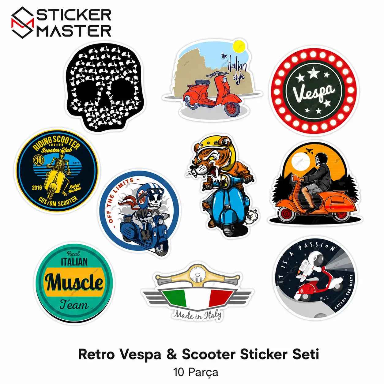 ChatGPTImVespa Uyumlu Küçük Boy 10lu Sticker Seti-01