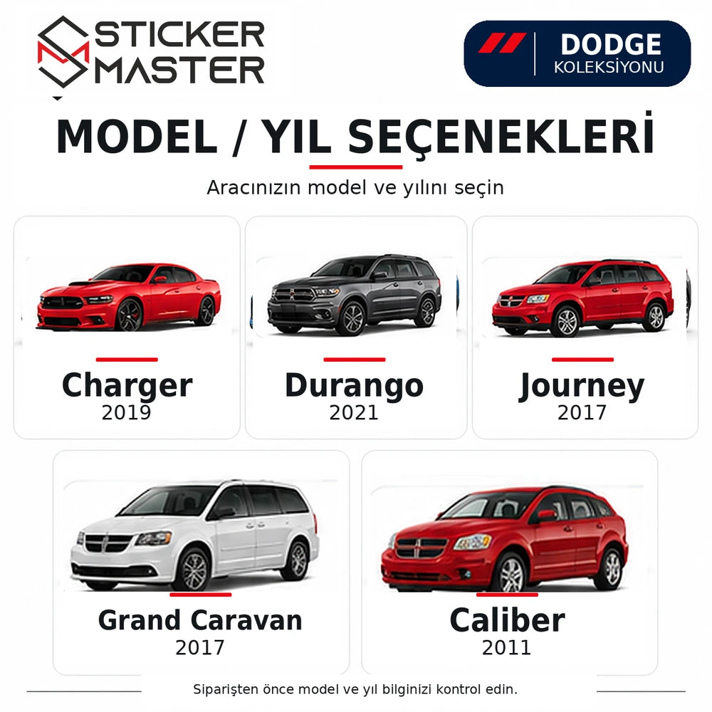 Dodge Charger 2019 Durango 2021 Journey 2017 Grand Caravan 2017 Caliber 2011 model yıl seçenekleri