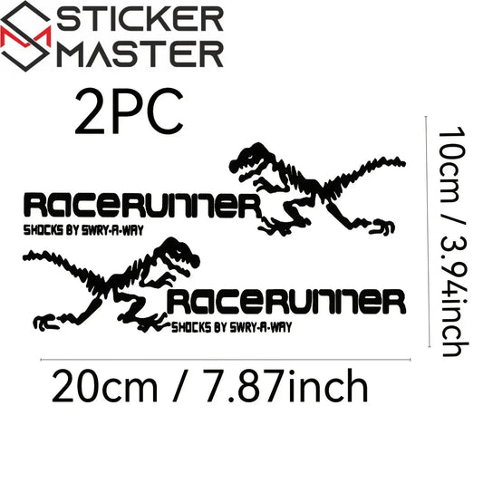 Dinozor Sticker Seti | Koşan İskelet Kask ve Ayna Decal (20x10 cm) Sticker Master