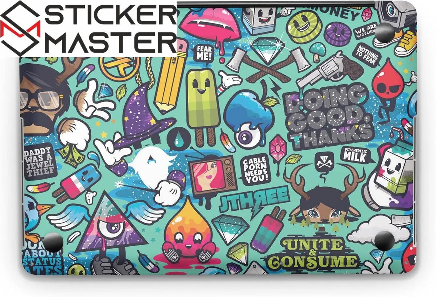 Sticker Master Stickerbomb 3 Evrensel Sticker Dizüstü Bilgisayar Vinil Sticker Decal 12" 13" 13.3" 14" 15" 15.4" 15.6 inç Dizüstü Bilgisayar Çıkartma Koruyucu Macbook Asus Acer Hp Lenovo Huawei Dell İçin - Sticker Master