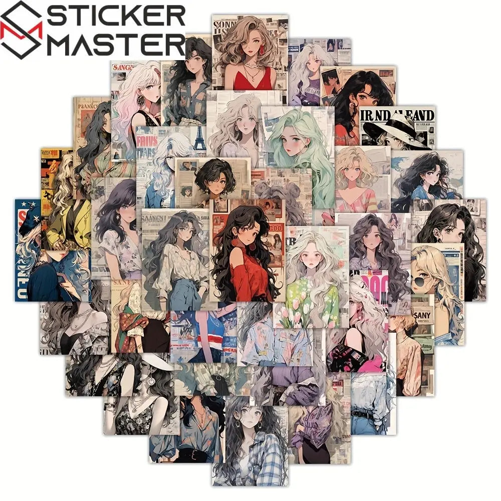 Sticker Master 60'lı Stil Sahibi ve Seksi Poster Sticker Seti – Laptop, Su Şişesi, Telefon, Kaykay için Su Geçirmez Dekoratif Etiketler - Sticker Master