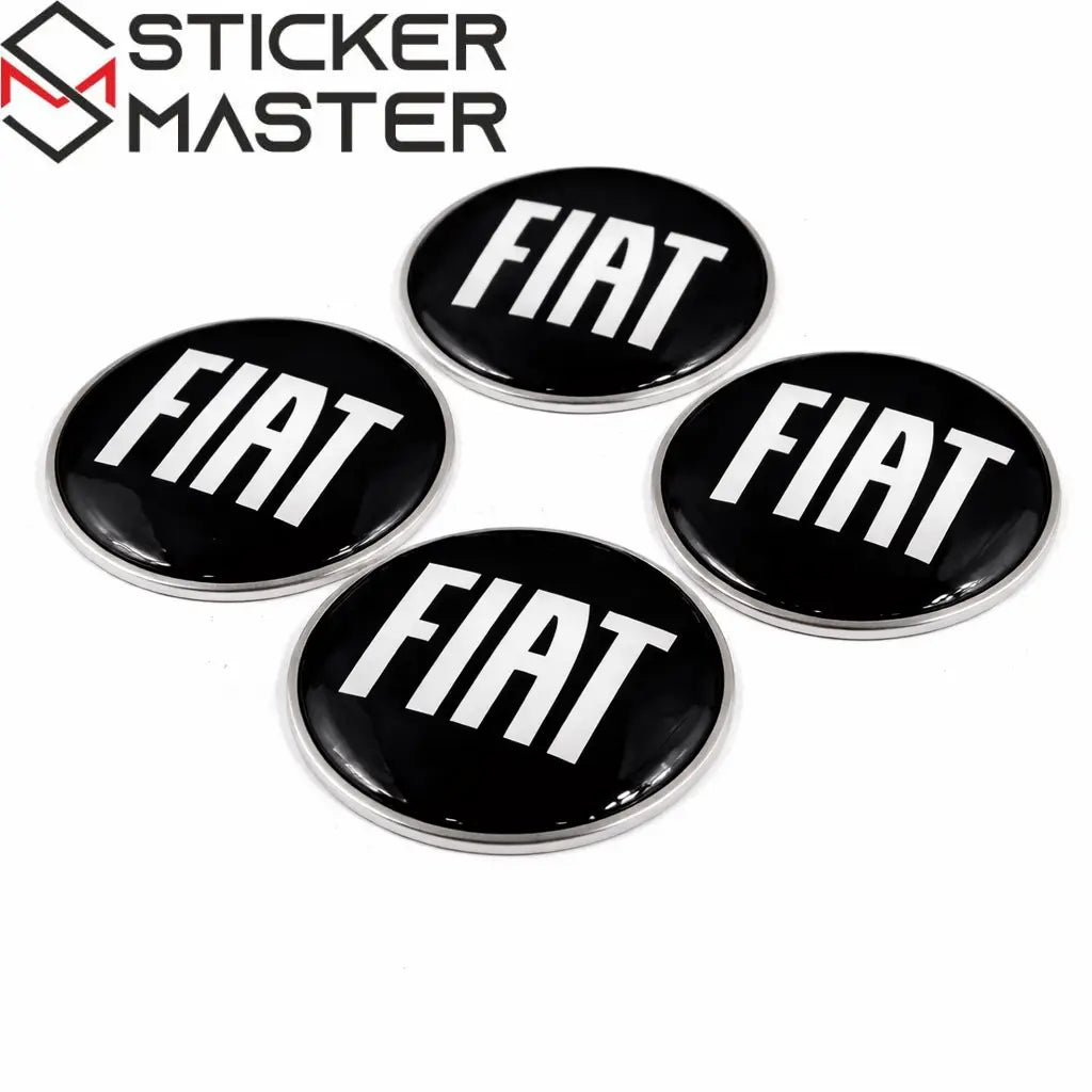 Fiat Uyumlu Jant Göbeği Sticker | Siyah Damla Etiket 5.5 cm (4 Adet) - Sticker Master