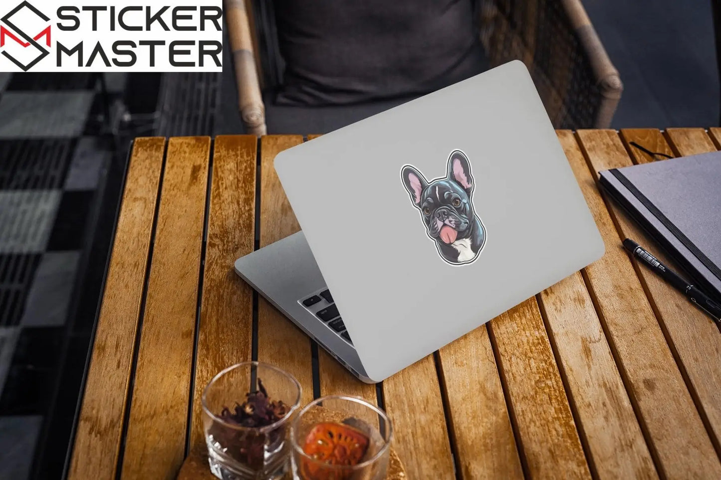 Sticker Master Fransız Bulldog Sticker Motor, Kask, Laptop, Araba, Oto Araç İçin Dayanıklı Etiket Decal