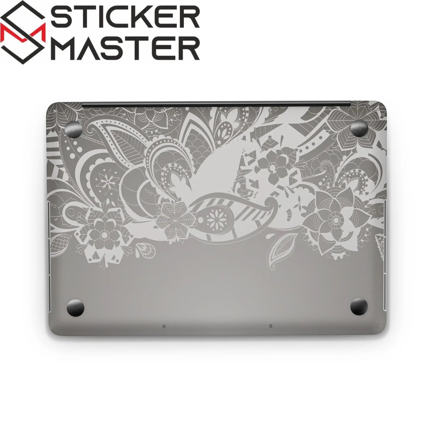 Sticker Master Gray Floral Evrensel Sticker Dizüstü Bilgisayar Vinil Sticker Decal 12" 13" 13.3" 14" 15" 15.4" 15.6 inç Dizüstü Bilgisayar Çıkartma Koruyucu Macbook Asus Acer Hp Lenovo Huawei Dell İçin - Sticker Master
