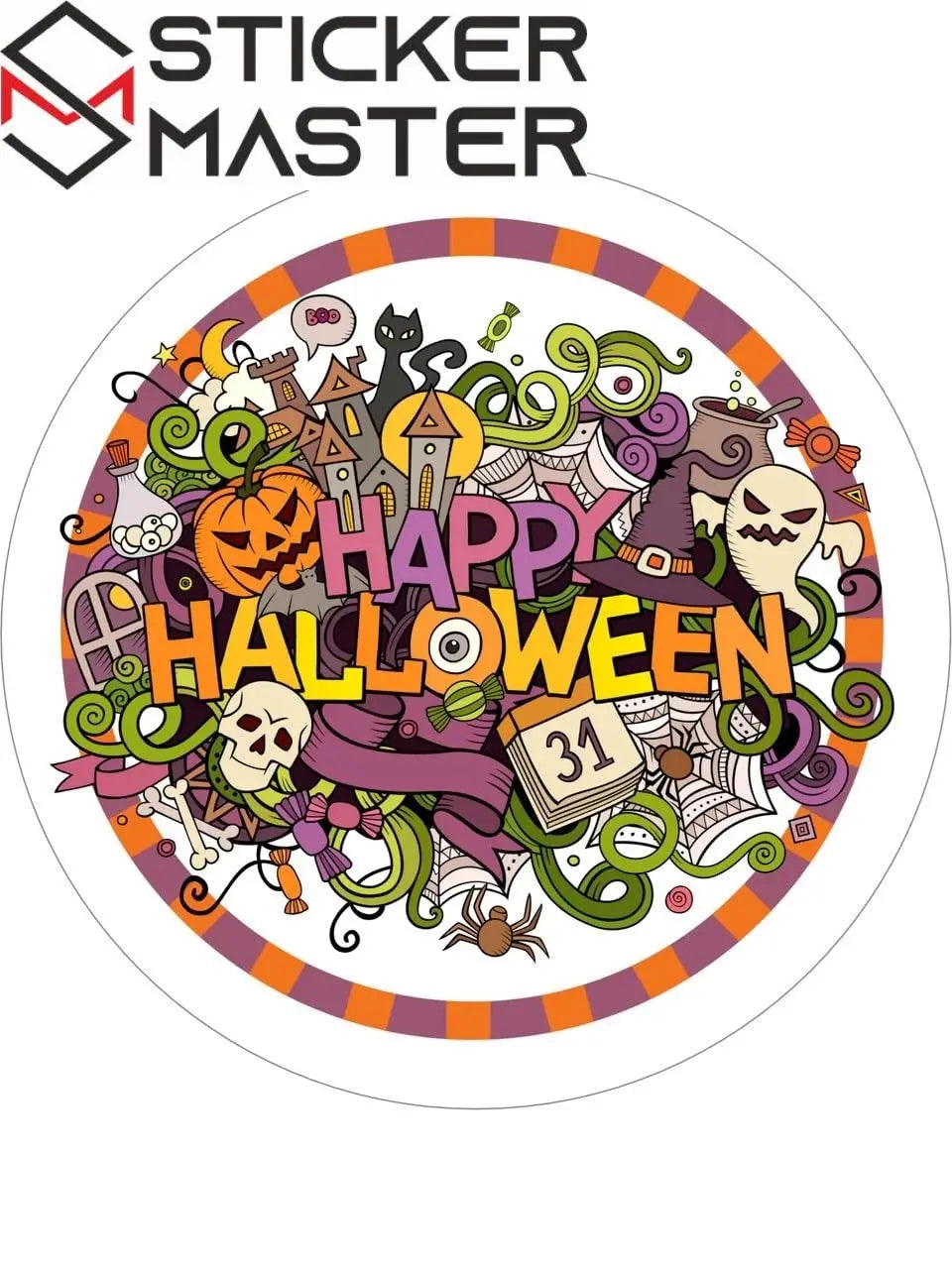 Sticker Master Happy Halloween Yılbaşı Sticker 40 Adet 5 Cm Etiket Yapışkanlı