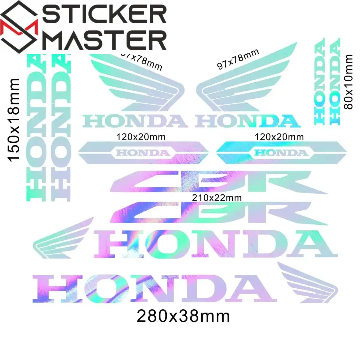 Sticker Master Honda CBR HRC Logo Sticker Seti – Kask, Tank, Motor İçin Vinil Etiket Takımı - Sticker Master