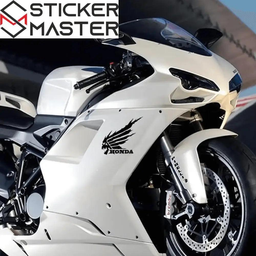 Honda Kuru Kafa Sticker | Skull Wing Tasarımlı Kanat Depo ve Grenaj Decal (2 Adet) Sticker Master