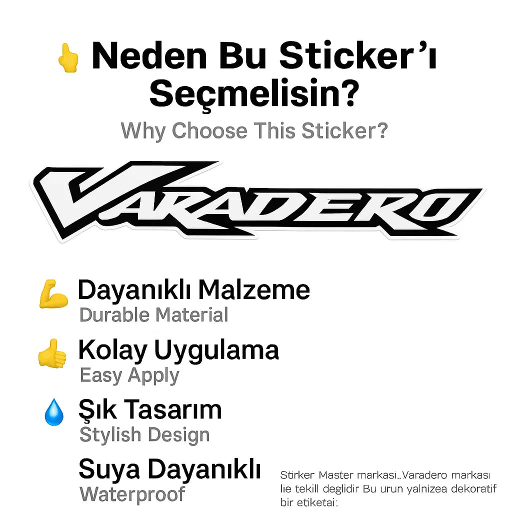 Sticker Master Honda Varadero Depo Üstü Sticker Set Motor Çıkartma Etiket 2 Adet Sticker Master