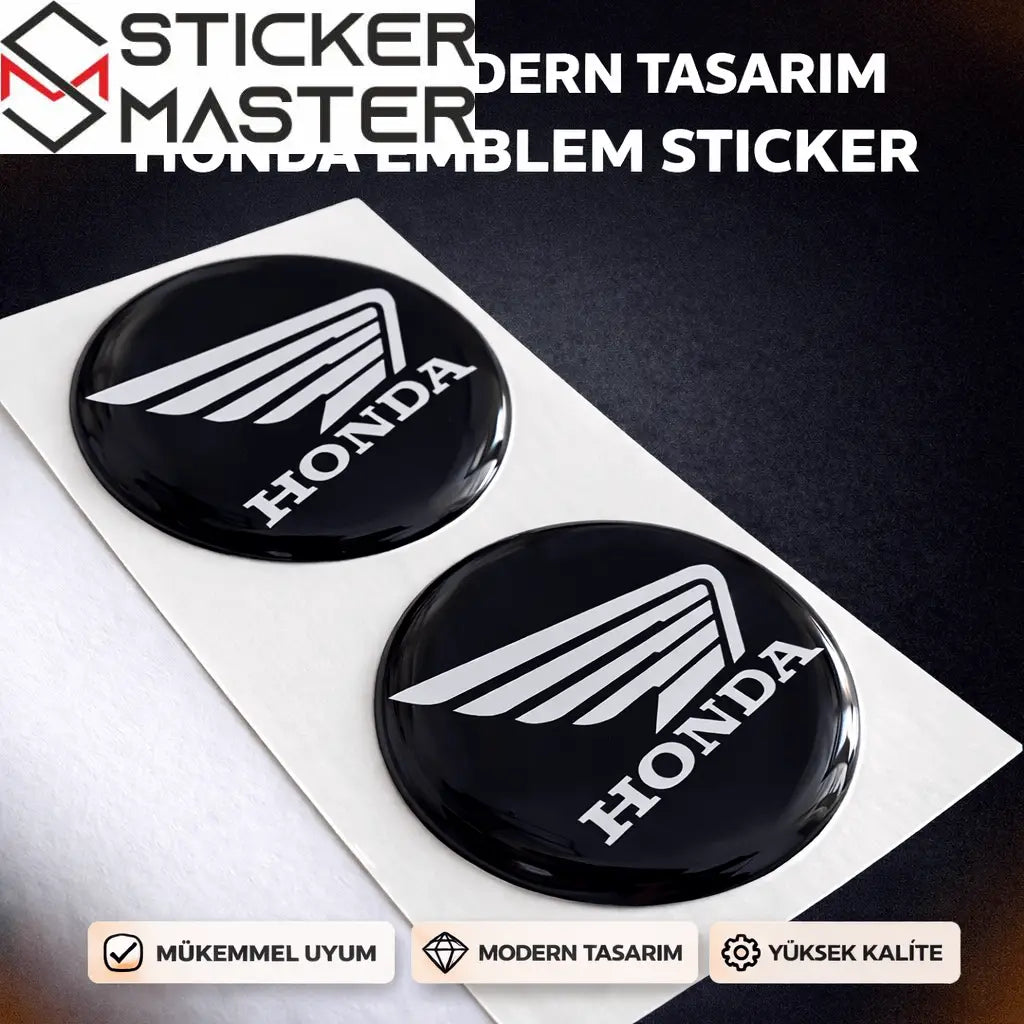 Honda Logo Damla Etiket | Siyah Zemin 5x5 cm (2 Adet) - Sticker Master