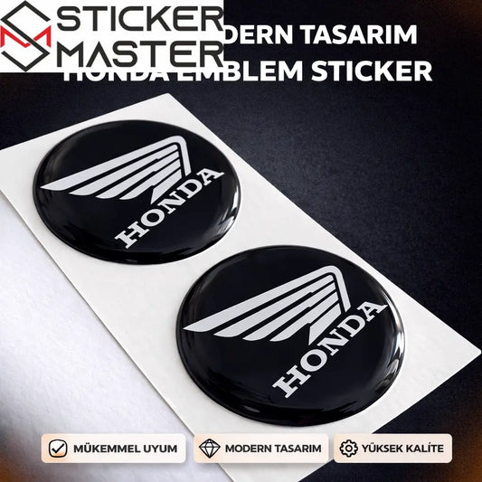 Honda Logo Damla Etiket | Siyah Zemin 5x5 cm (2 Adet) - Sticker Master