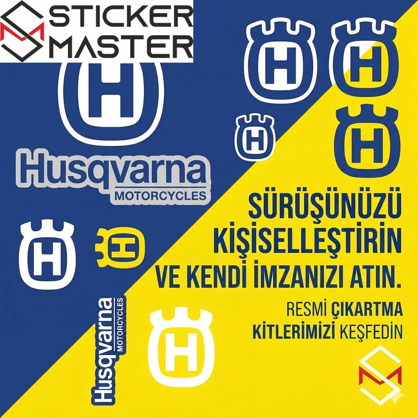 Husqvarna Uyumlu Sticker Seti | 33x48 cm Büyük Boy Çıkartma Sticker Master
