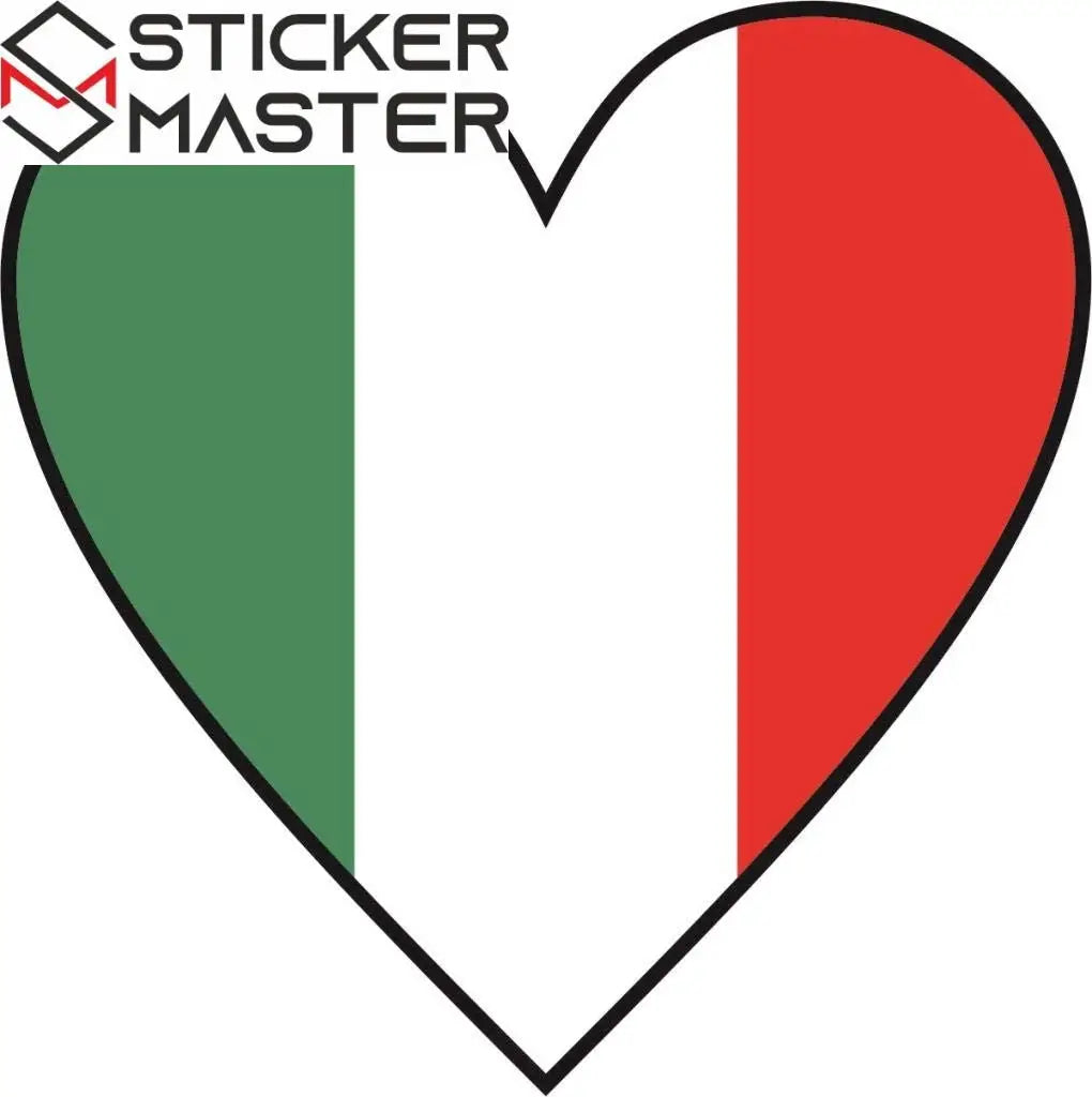 Sticker Master İtalyan Kalp Sticker Motor, Kask, Laptop, Araba, Oto Araç İçin Dayanıklı Etiket Decal