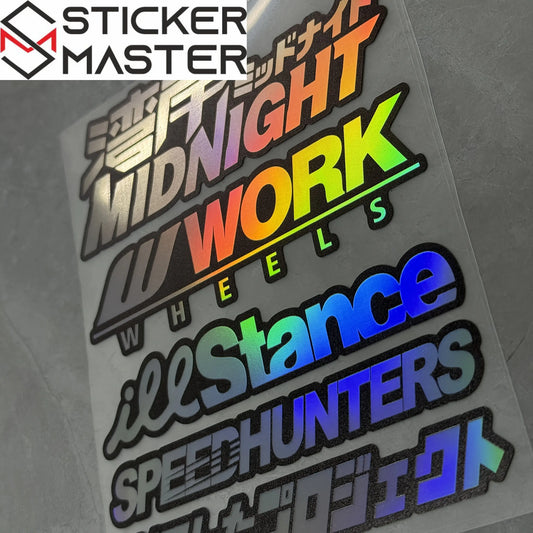 JDM Sticker Seti | Midnight Work Speedhunters Holografik Decal (5 Parça) Sticker Master
