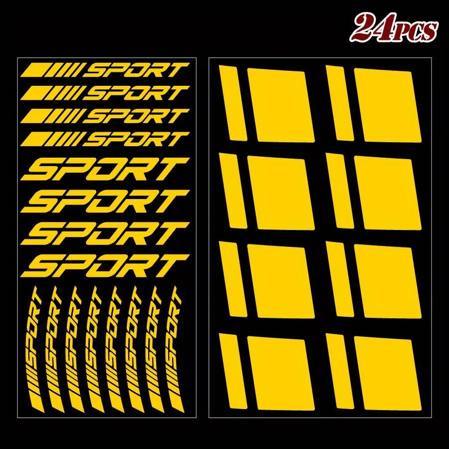 24 Parça Jant Çıkartma Seti Sport Şerit Sticker | Sticker Master - Sticker Master