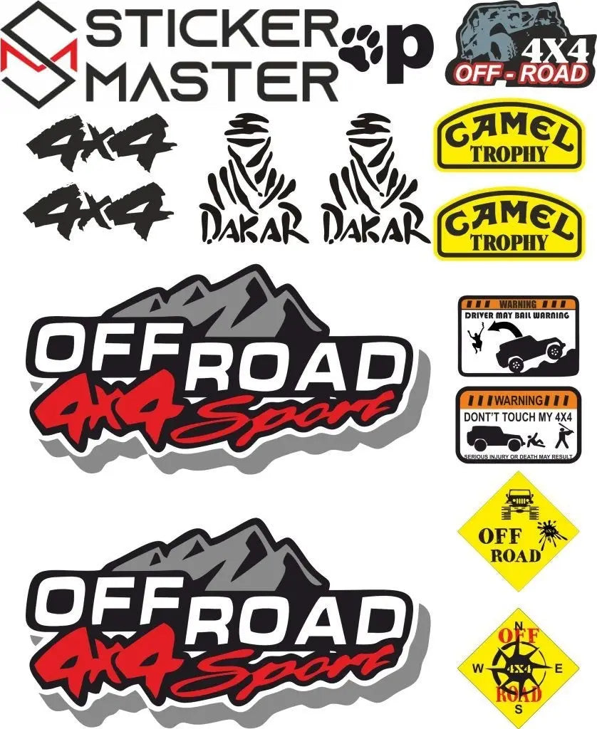 Sticker Master Jeep Off Road Set Sticker Seti Motor, Kask, Laptop, Araba, Oto Araç İçin Dayanıklı Etiket Decal