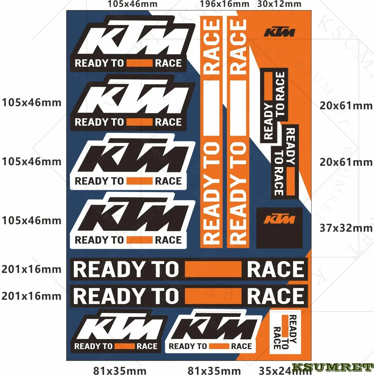 KTM Ready To Race Sticker Seti Su Geçirmez | Sticker Master Sticker Master