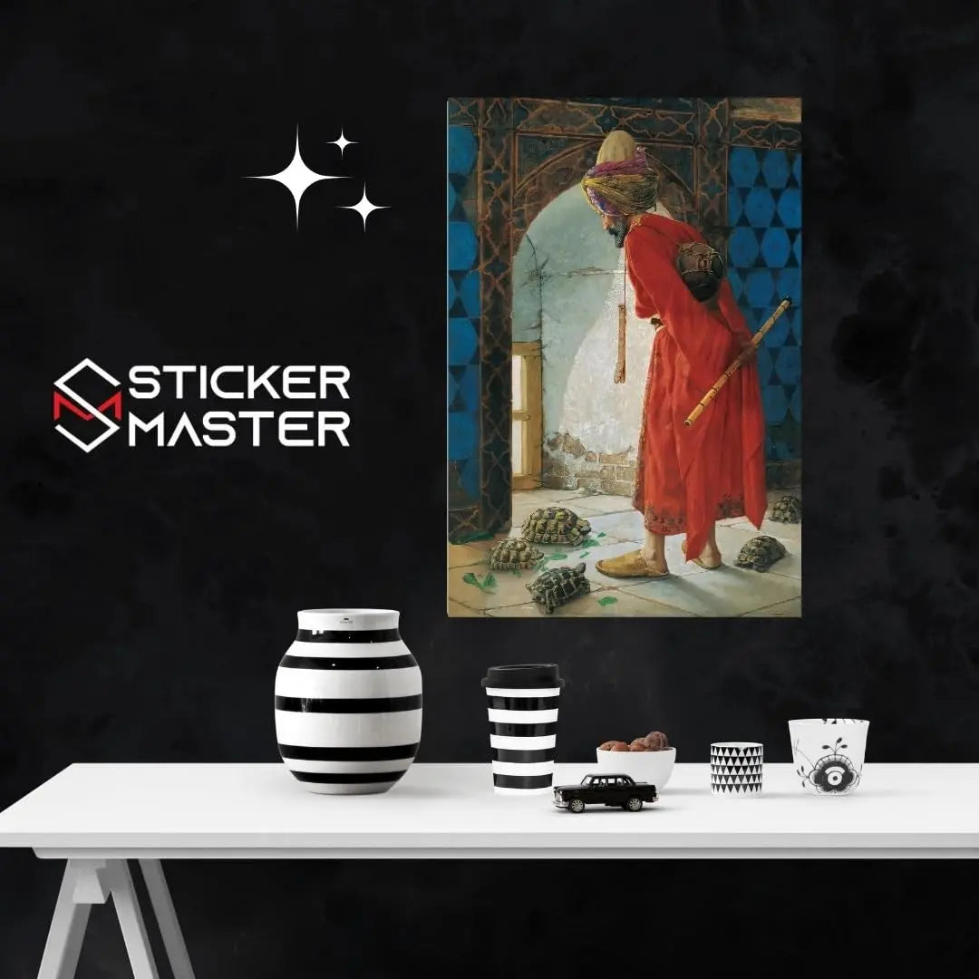 Sticker Master Kaplumbağa Terbiyecisi Çerçeveli Poster Tablo | Osman Hamdi Bey'in Başyapıtıyla Sanat