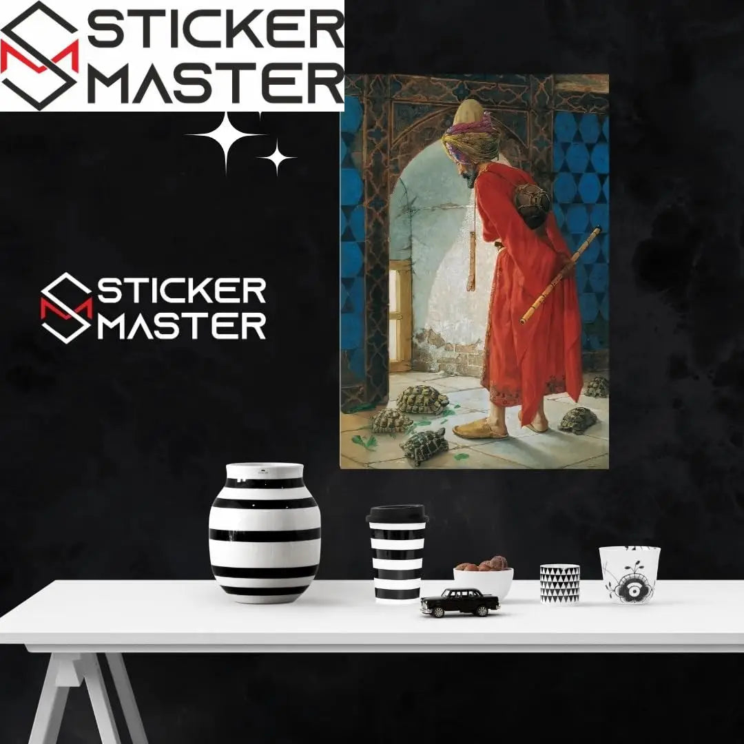 Sticker Master Kaplumbağa Terbiyecisi Çerçeveli Poster Tablo | Osman Hamdi Bey'in Başyapıtıyla Sanat