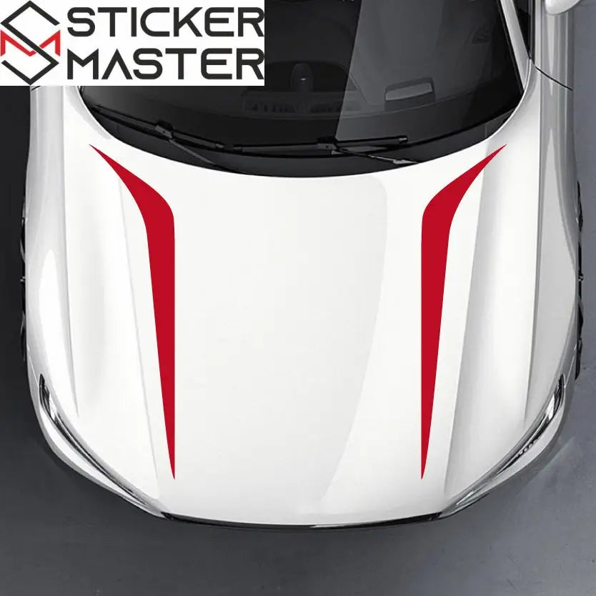2pcs High-Gloss Blue & Black Vinyl Car Decals - Universal Fit, Self-Adhesive, Durable Striped Body Stickers for DIY Auto Styling - Perfect for Hood, Bumper, or Window Decoration, Automotive Decals Sticker Master