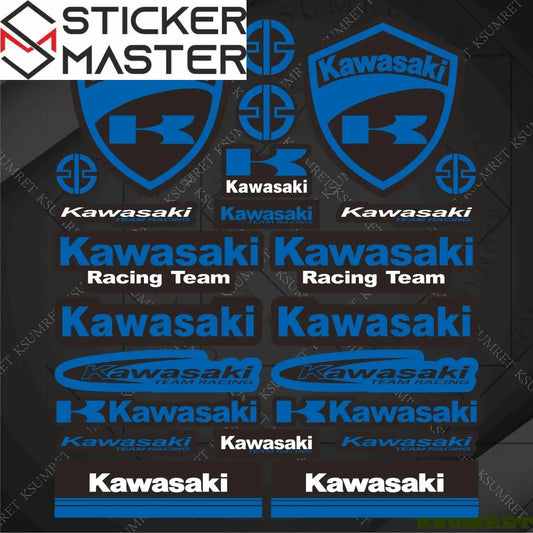 Kawasaki Logo Sticker Seti | Racing Team ve K-Shield Full Kit (27x30cm) Sticker Master