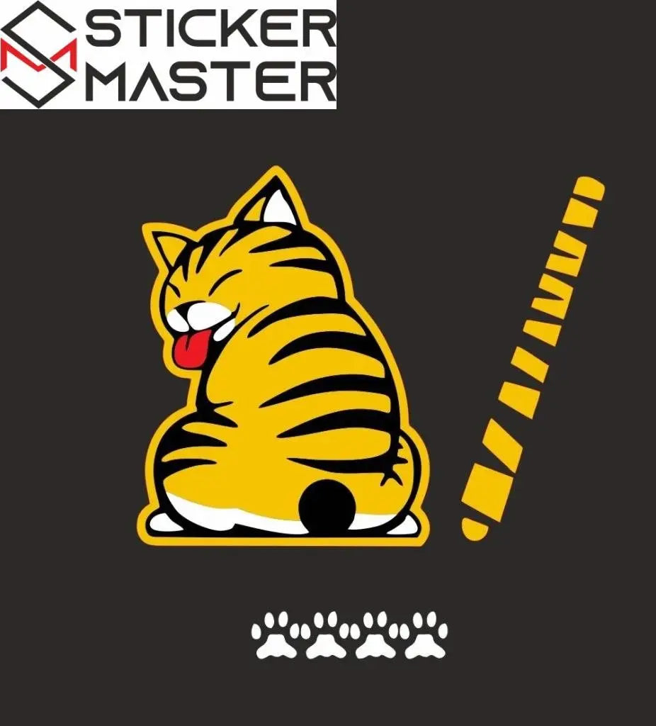 Sticker Master Kedi Silecek Sticker Motor, Kask, Laptop, Araba, Oto Araç İçin Dayanıklı Etiket Decal