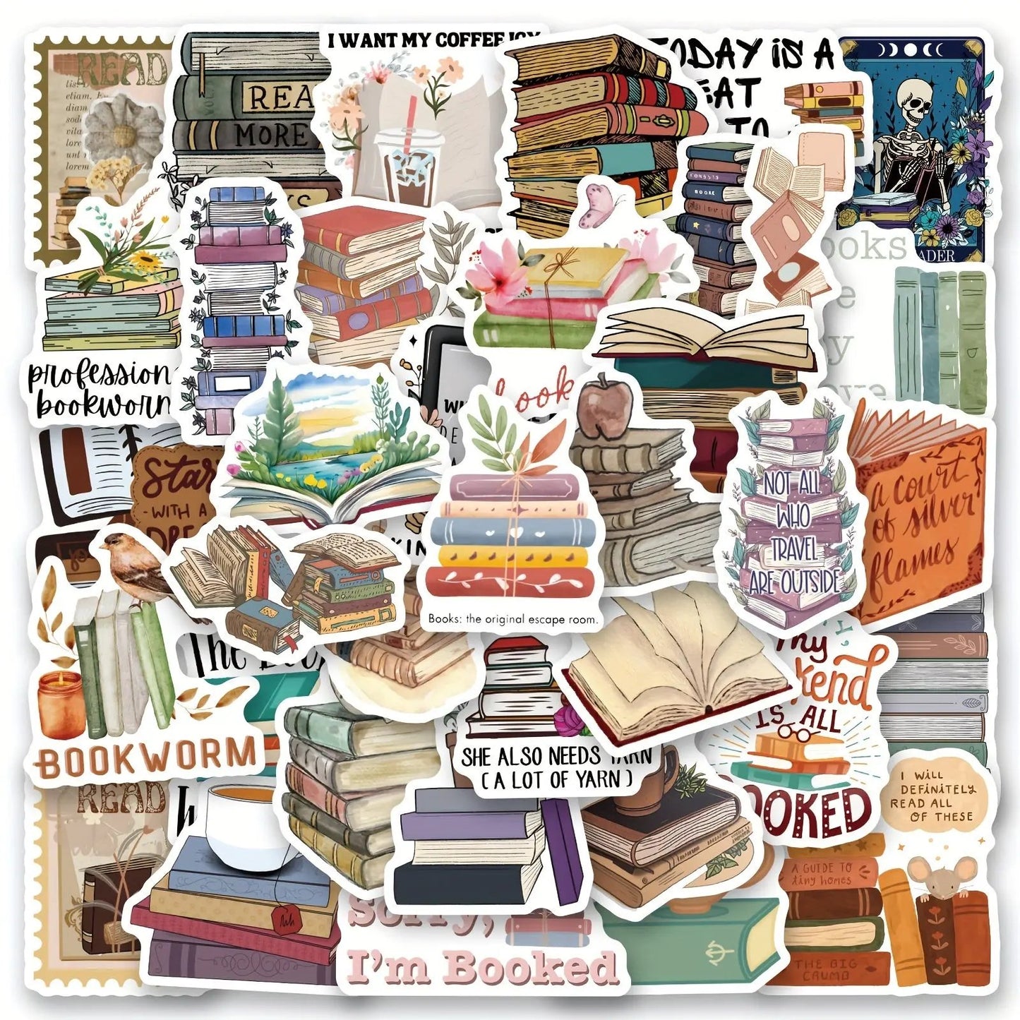 Vintage Kitap Sticker Seti 61’li | Sticker Master - Sticker Master