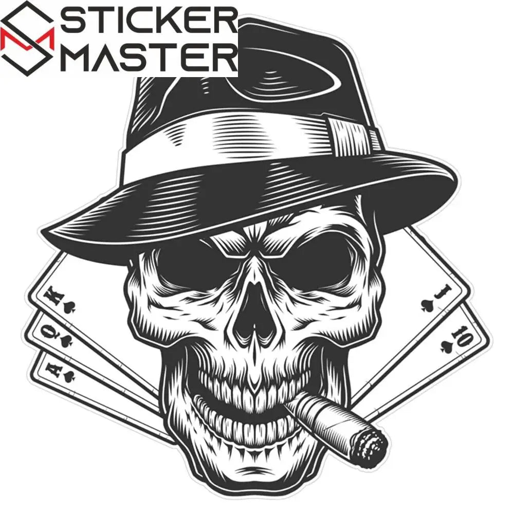 Sticker Master Poker Oyun Kartı Kurukafa Sticker Etiket Çıkartma Pc Laptop Araba Oto Motor 15 Cm - Sticker Master