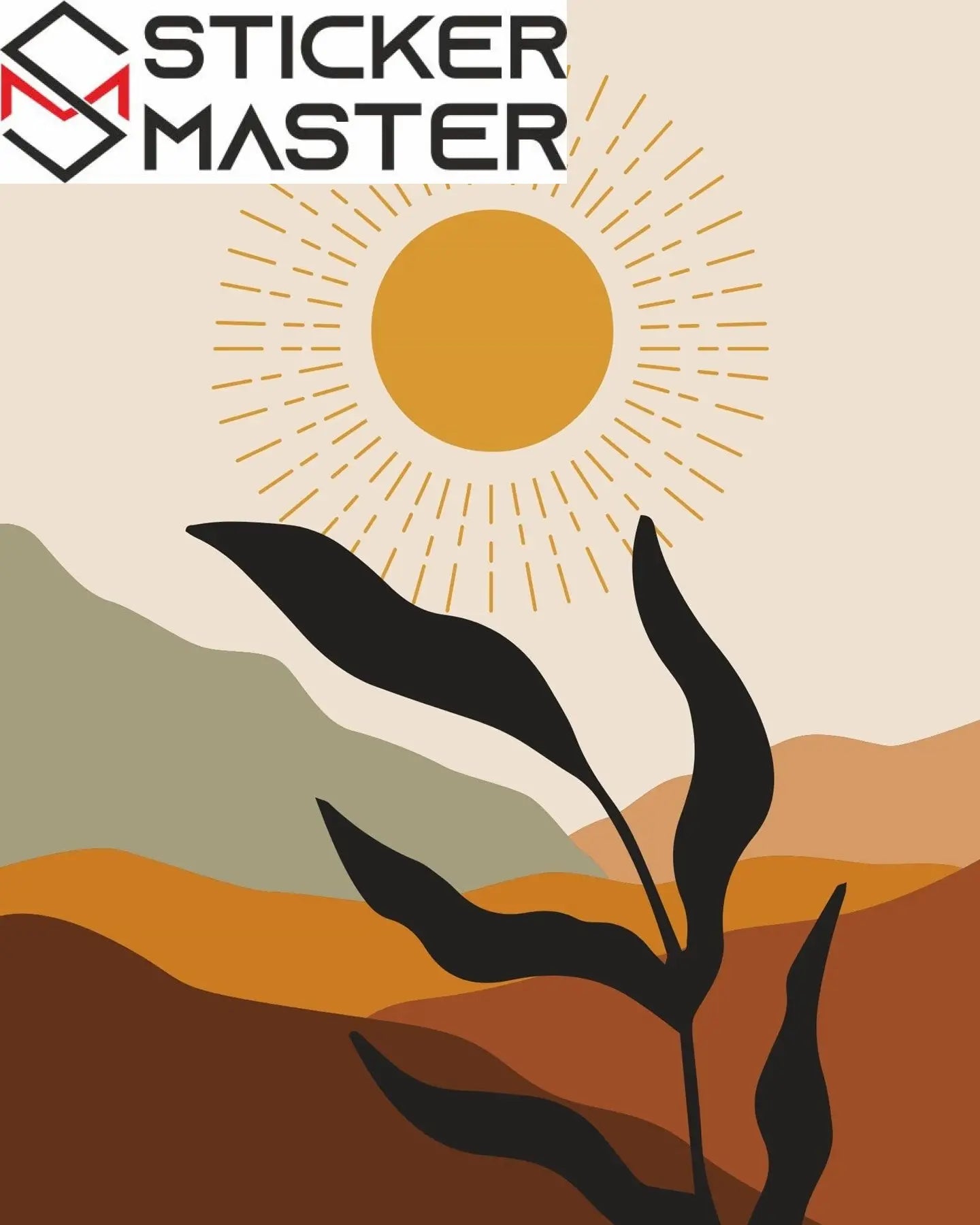 Modern Minimalist Güneş Manzaralı Duvar Posteri, Soyut Sanat, Kahverengi ve Bej Tonları