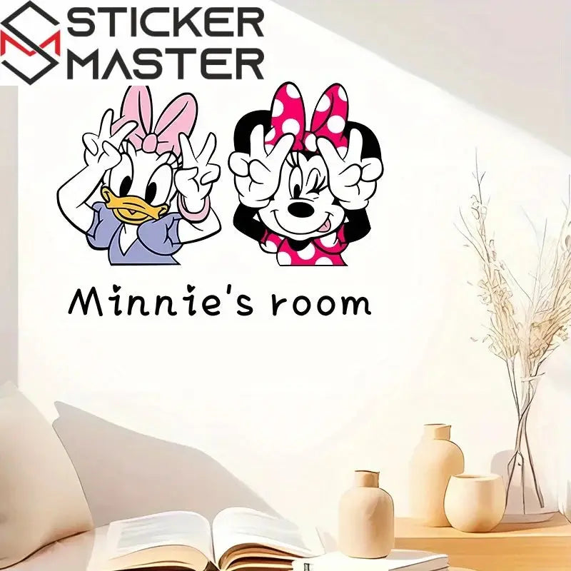Minnie Mouse Sticker | Minnie ve Daisy En İyi Arkadaş Duvar Dekoru (50x40 cm) - Sticker Master