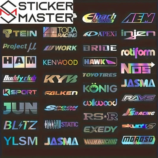 Modifiye Sticker | 37 Farklı Marka Holografik Tuning Decal (11-20 cm) Sticker Master