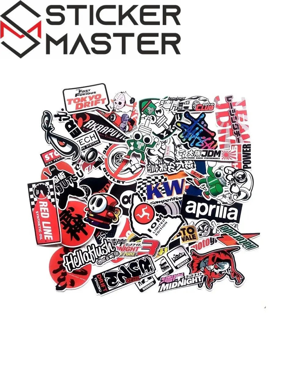 Sticker Master 40 Parça Marka Sticker Seti – Motosiklet, Kask, Laptop ve Valiz için Uygun Etiketler Sticker Master
