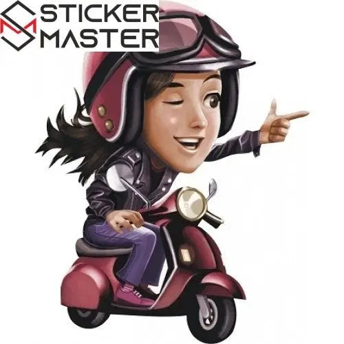 Sticker Master Vespa Girl 1 Motor, Kask, Laptop, Araba, Oto Araç İçin Dayanıklı Etiket Decal 12 Cm