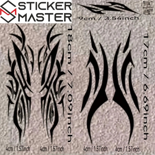 Motosiklet Kask Sticker Seti | Alev Deseni (6 Parça - Her Renk) Sticker Master